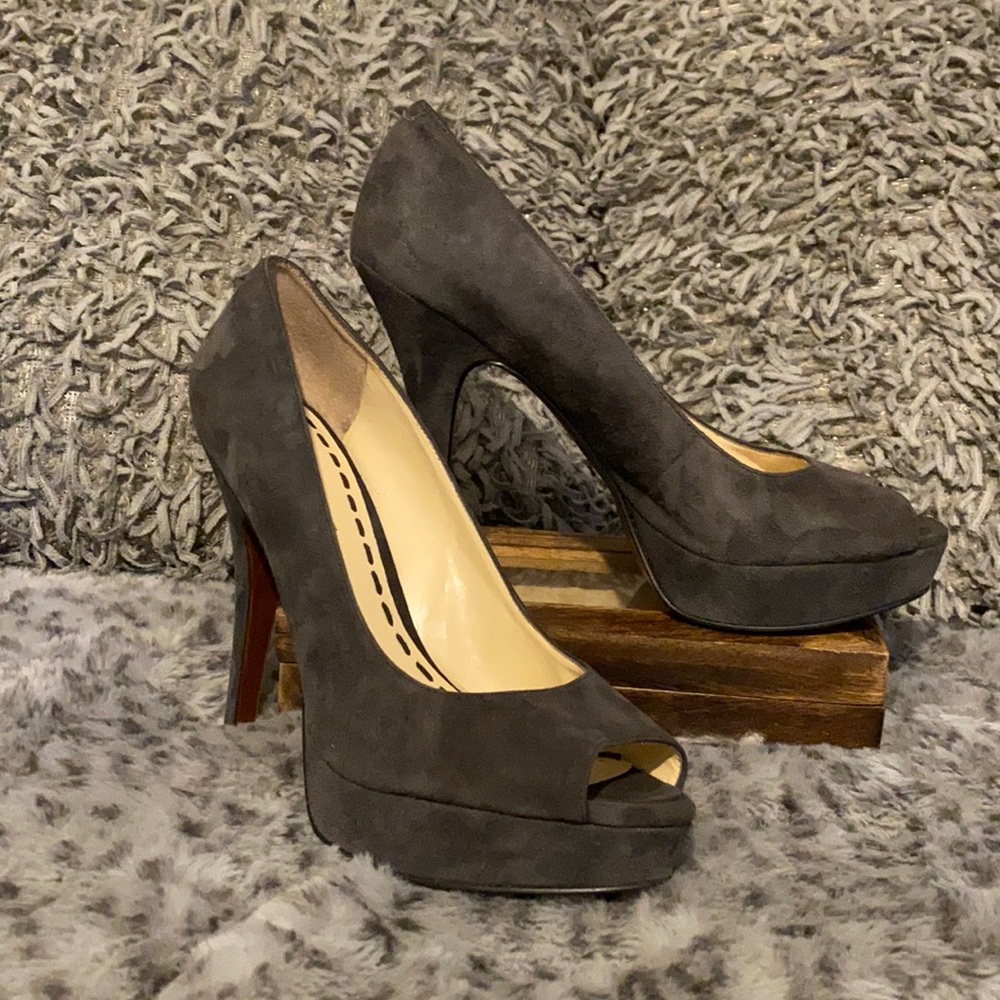 Enzo Angliolini Grey Suede Platform Open Toe Stil… - image 1